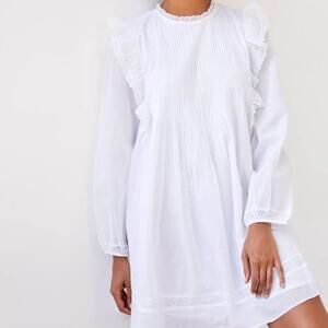 Aritzia Wilfred La Boheme Elia Cotton Long Sleeve Lace Ruffle Babydoll Dress